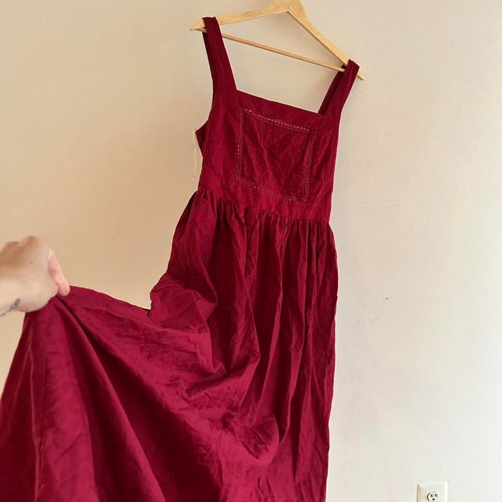 Nwot peppermayo red linen pinafore - Picture 4 of 7